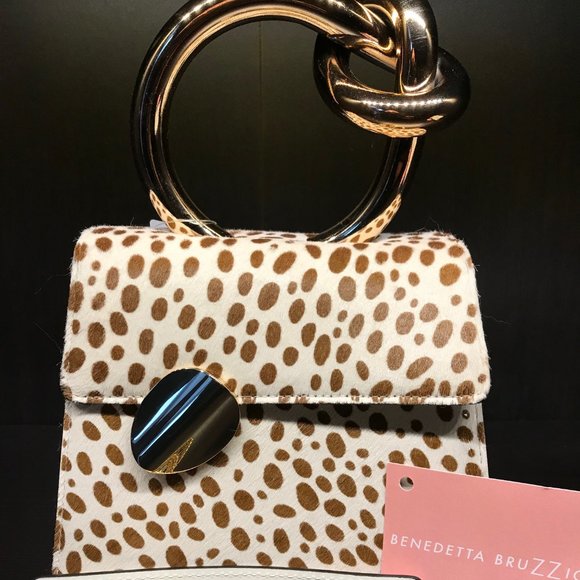 BENEDETTA BRUZZICHES BB Knot Handle Pony Albino Cheetah Handbag - Picture 1 of 10